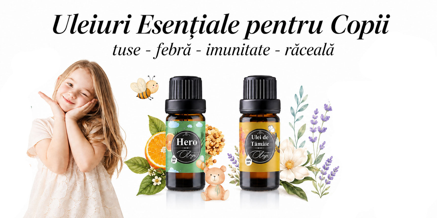 Uleiuri Esentiale pentru Copii - Raceala, Tuse, Febra, Imunitate