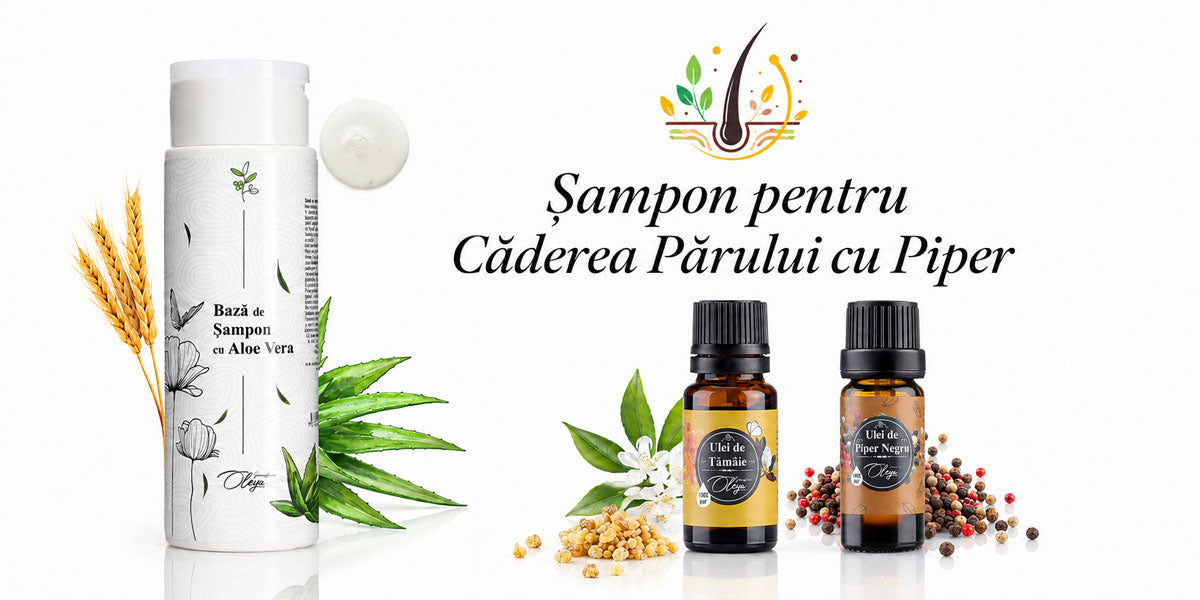 Tratament impotriva caderii parului: sampon natural cu ulei de piper negru și tămâie