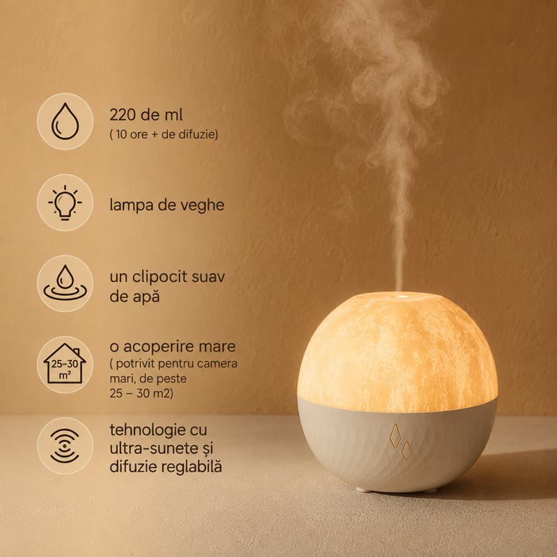 Kit de aromaterapie pentru copii Difuzor Luna Sinergii Hero si Respirel