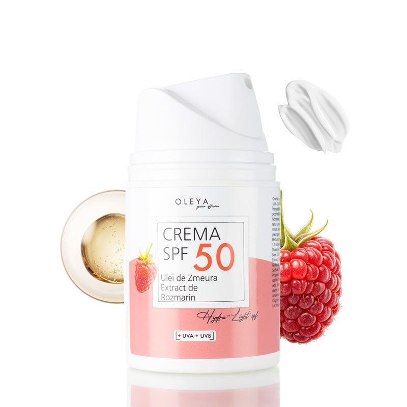 Hydra-Light SPF - Crema SPF 50 cu filtre solare încapsulate și Ulei de Zmeură