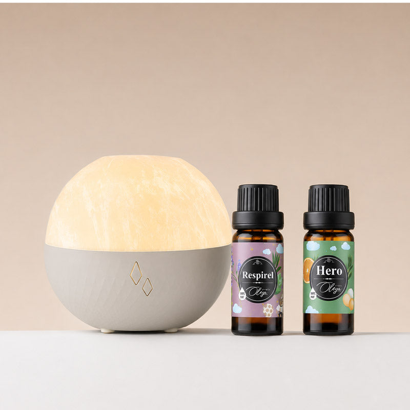Kit de aromaterapie pentru copii Difuzor Luna Sinergii Hero si Respirel