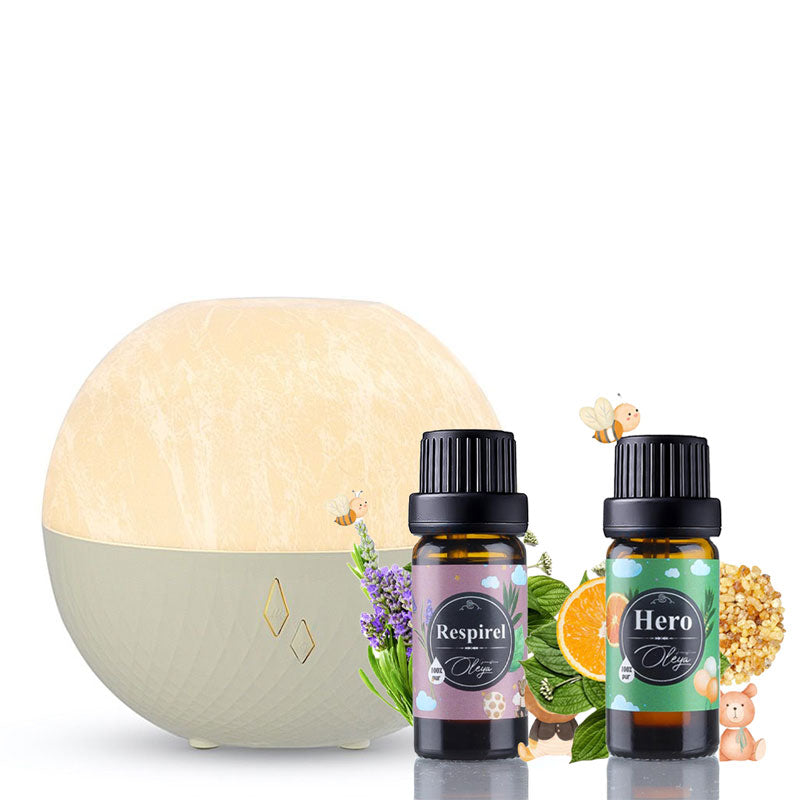 Kit de aromaterapie pentru copii Difuzor Luna Sinergii Hero si Respirel